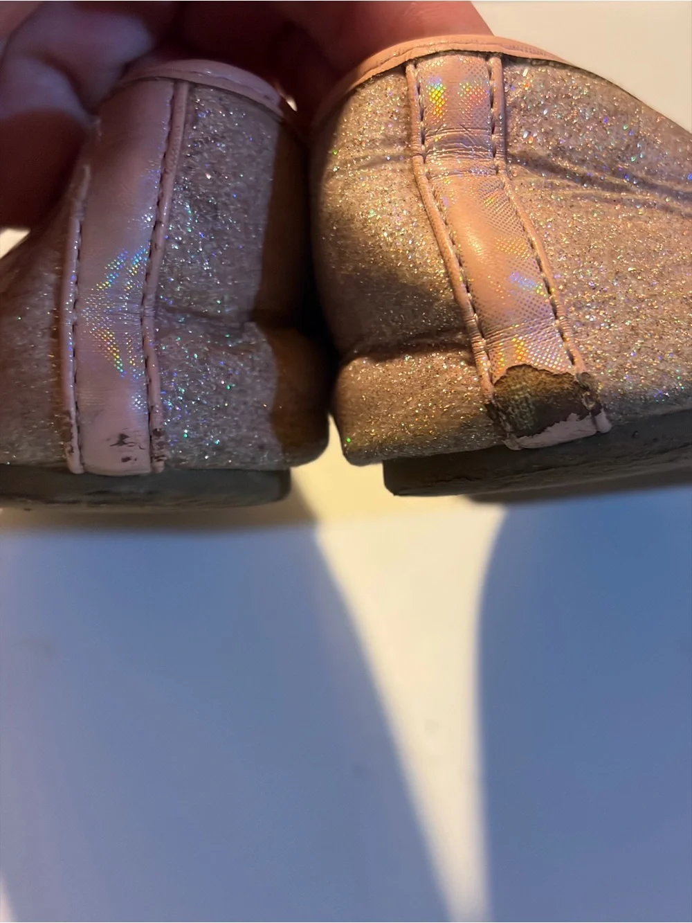 Girls Pink Shimmer Bow Ballet Flats by Sugar